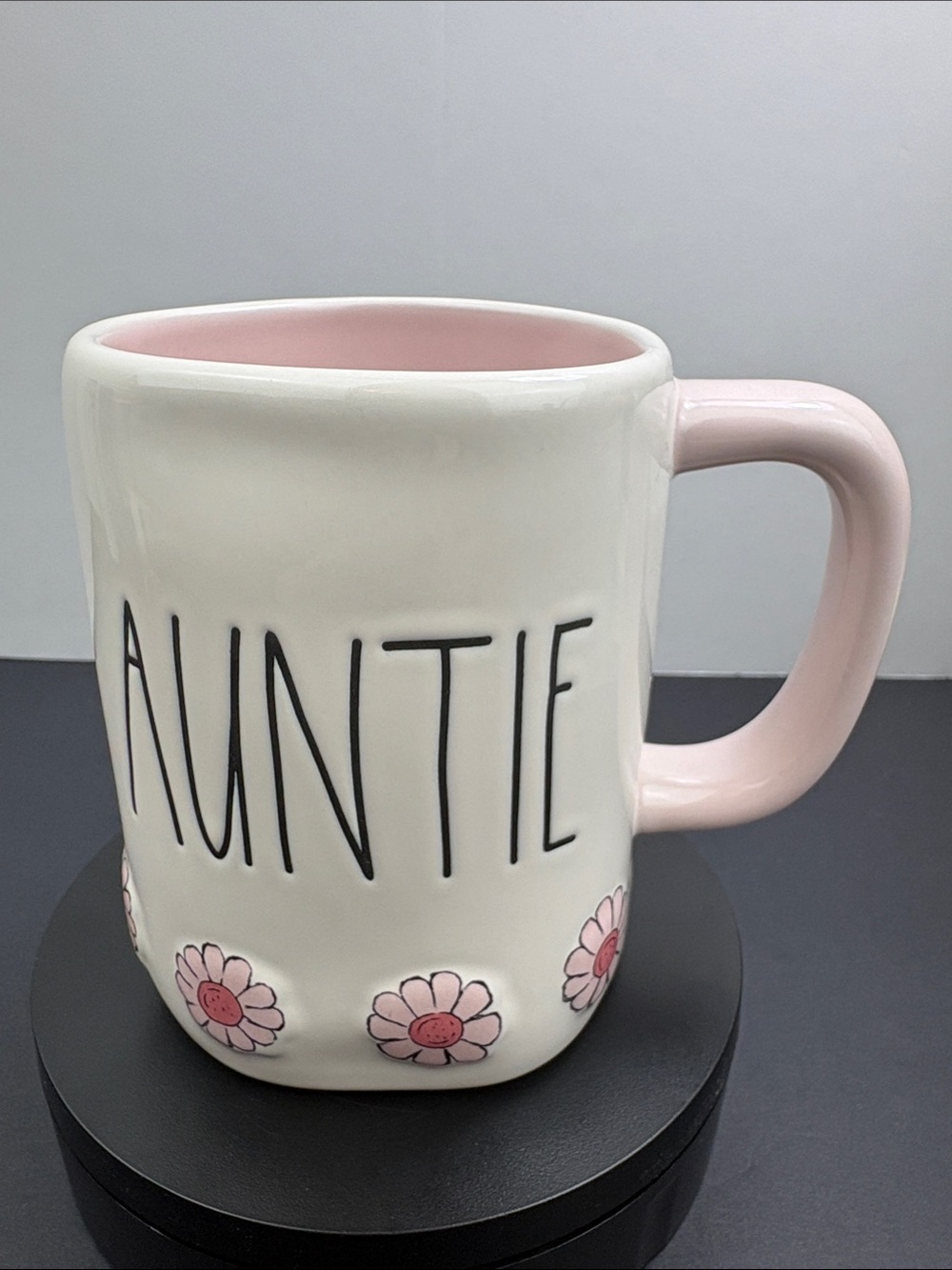 Rae Dunn Auntie Pink Daisy Mug Artisan Collection 2023
